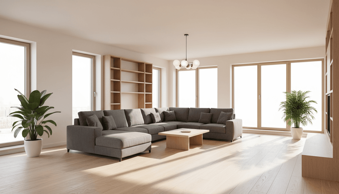 Bright empty flat with fresh paint and wooden floors ready for viewings